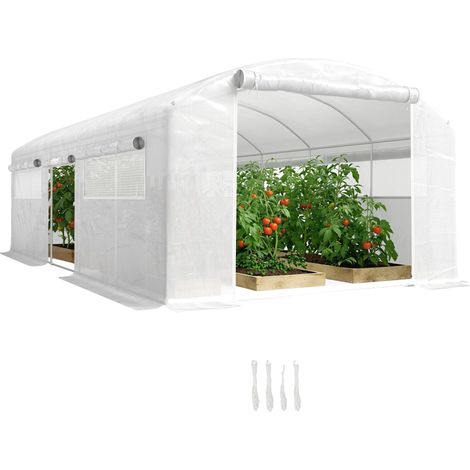 Serre Tunnel, Structure Durable, Excellente Ventilation, BLANC (1/2)