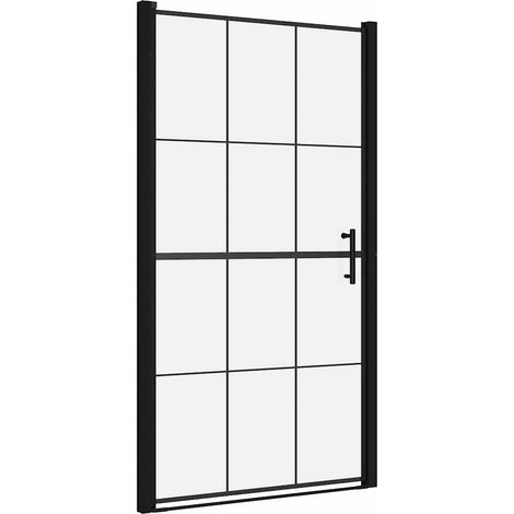 Maison Exclusive - Puerta de ducha de vidrio templado negro 100x1 (1/5)