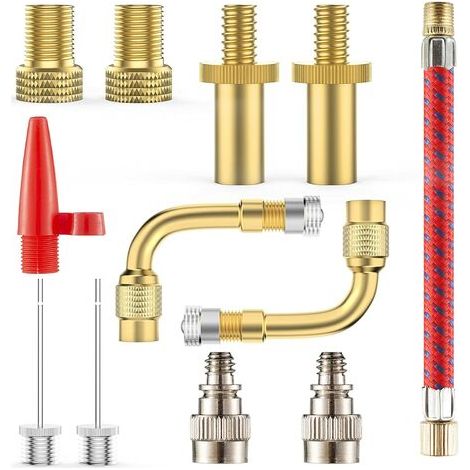 Adaptateur pour pompe à vélo, lot de 12 adaptateurs pour valves de vélo DV AV SV Presta Schrader, connecteurs pour gonfleur en titane-AquaForge (1/5)