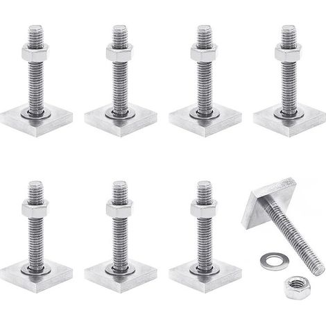 T-Track Adapter, T-Slot Nuts M6 x 35 mm, 20 x 20 x 4 mm T-track with nuts and washers, for bike adapter roof rack (1/2)
