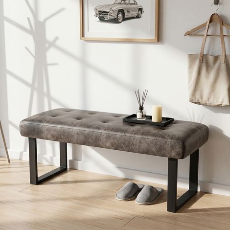 HIPIHOM Bank für Esstisch, Küchenbänke, Esstischbänke, multifunktionale Vintage-Lederbank, 115 cm, belastbar bis zu 150 kg – Esszimmer, Flur, Schlafzimmer, Ankleidezimmer (1/5)