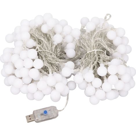 Guirlande lumineuse LED USB Plug and Play, 8 modes d'éclairage, étanche, blanc chaud, 20 m / 65,6 pi, 200 LED, pour intérieur et extérieur (1/5)