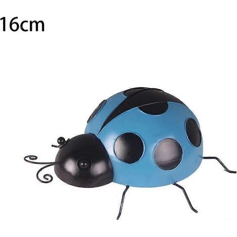 HONORNIC - Décoration murale extérieure créative pour jardin ou maison - Coccinelle en métal, 16 x 16 x 5 cm, bleue (1/5)