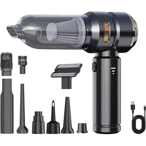 Aspirateur de voiture haute puissance Portable sans fil moteur sans brosse Machine de nettoyage plumeau d'air puissant pour appareil ménager,Black