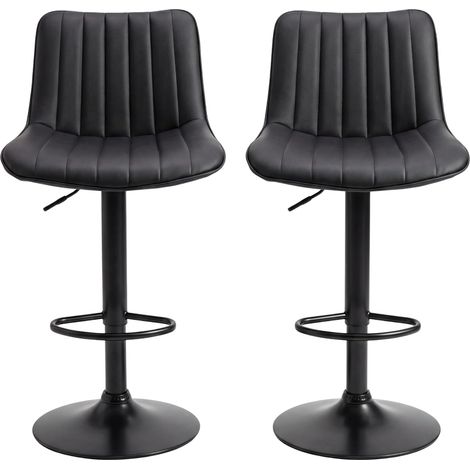 Tabouret de Bar Lot de 2, Chaise Haute Cuisine réglable, Noir (1/5)
