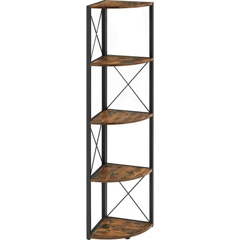Estantería esquinera de 5 niveles multifuncional para sala de estar baño cocina dormitorio y oficina. Fácil de montar color marrón 120005617 (1/5)