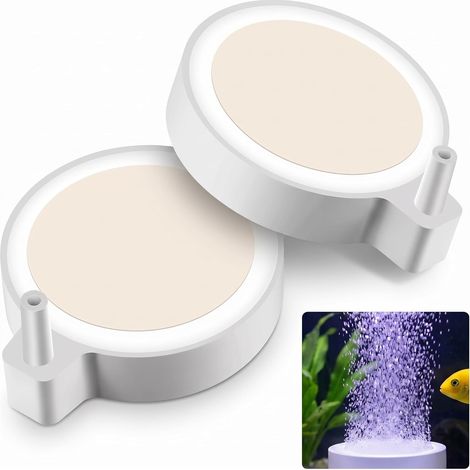 Silent Aquarium Bubbler, Bubbler for Aquarium with Ultra-Fine Bubbles, Nano Air Stone 50 mm for Aquarium, Aquarium Air Diffuser, Oxygenation Material Freshwater Saltwater, 2 Pcs White (1/5)