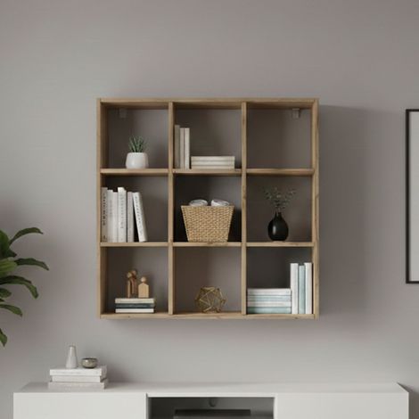 Dmora - Estante para libros Dmanzar, Mueble con baldas, Biblioteca Office, 100% Made in Italy, Roble, cm 90x25h90 (1/4)