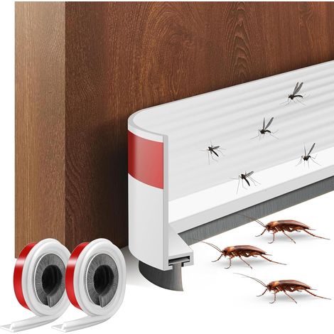 2 Pièces Joint Brosse Isolation Phonique Porte, 100 × 3 cm Auto-Adhésif Boudin de Porte, pour Isolation du Froid, Extérieur et Intérieur, Bloqueur de Bruit, pour Coupe-Vent, Anti-Insectes (1/5)