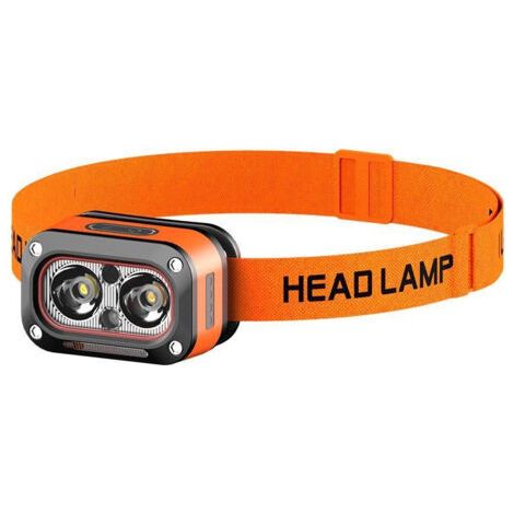 Lampe frontale LED rechargeable ultra puissante de 500 mAh et 5 W, avec éclairage blanc, jaune et rouge, pour casques de chantier, avec détecteur de mouvement, étanche, idéale pour le camping, la rand (1/5)