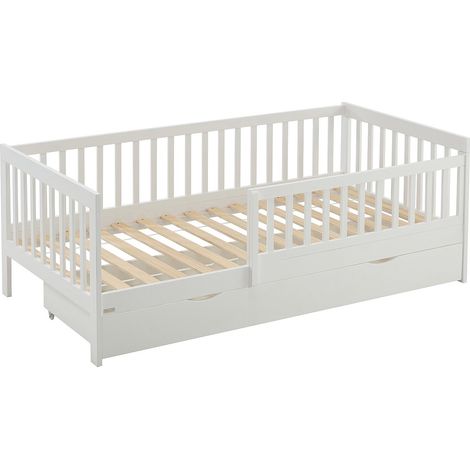 Letto 90 x 190 cm con cassetto Abete e MDF Bianco - PROVIATI