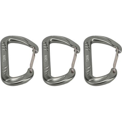 Lot de 3 mousquetons porte-clés à verrouillage en D avec attaches rapides, adaptés à l'escalade et à l'alpinisme en extérieur. (1/5)