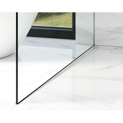 Profilo laterale sinistro inclinato per vetro doccia 8-10mm a pavimento 40mm x 1800mm - argento lucido