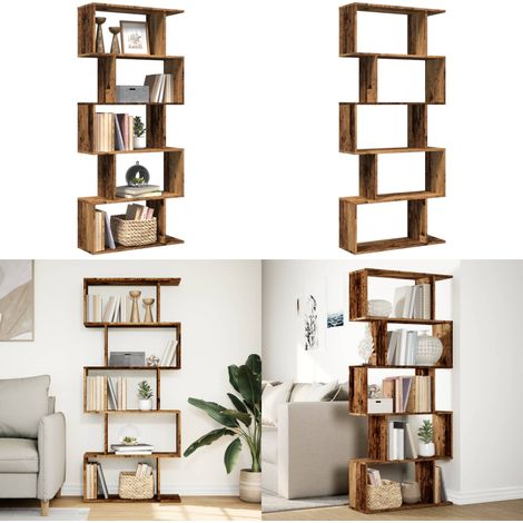 vidaXL Étagère séparatrice de pièce à 5 niveaux vieux bois 70x24x161cm (1/5)