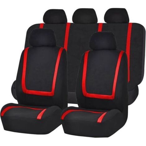 Set completo di 9 coprisedili per auto, universali, anteriori e posteriori (rossi) (1/4)