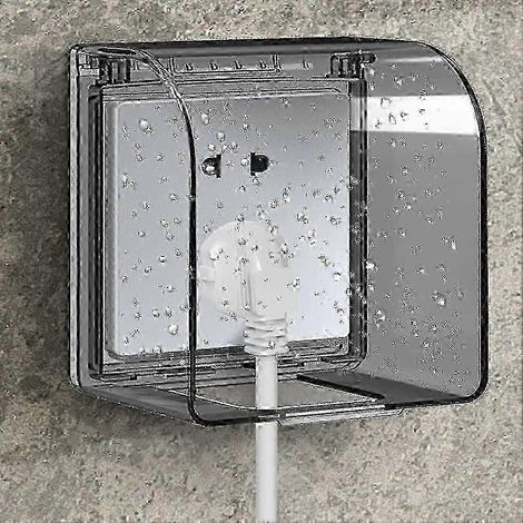 Cache-prise extérieur étanche et sécurisé pour enfants, indice de protection IP44, type 86, norme européenne, dimensions 12,2 x 10,8 x 7,3 cm, pour interrupteurs et prises électriques (1/5)