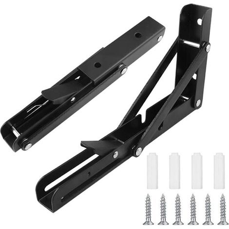 Équerre Pliant Support Console Pliable En Acier Inoxydable, Supports D' étagères Pliants Charge, Lourds Support Console Pliable Rétractable, Pour Garage, Cuisine, Chambre(25cm, 2Pièces) (1/4)