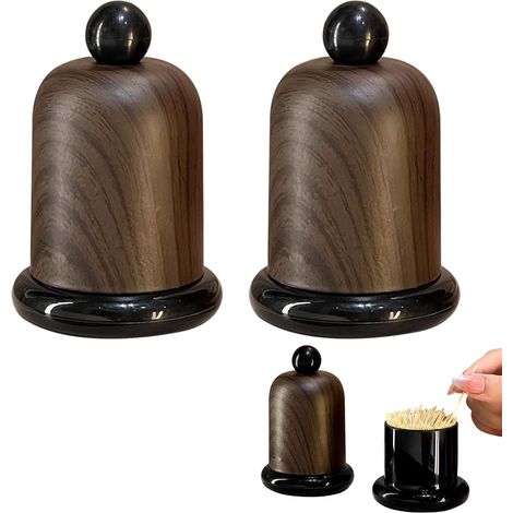 Lot de 2 porte-cure-dents modèle cloche avec couvercle amovible, distributeur de rangement à cure-dents antipoussière, organiseur de bureau adapté à la disposition quotidienne dans la maison, cuisine, (1/5)
