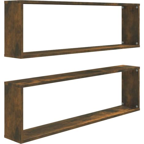 vidaXL Mensole Parete Cubo 2pz Rovere Fumo 100x15x30 Legno Ingegnerizzato