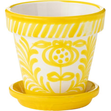 Pot Avec Soucoupe en Céramique "Granada" 21cm Jaune