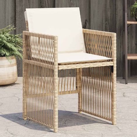 Gartenstühle mit Kissen 4 Stk. Beige Poly Rattan