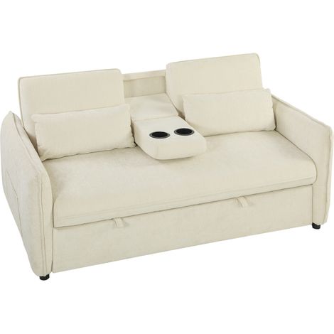 Canapé convertible Blémont 2 places inclinable chenille confortable et élégant beige noir (1/5)