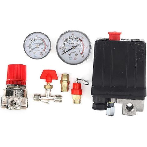 Pressostat, collecteur à 4 trous, régulateur de décharge, manomètres, accessoires pour compresseur d'air (1/4)