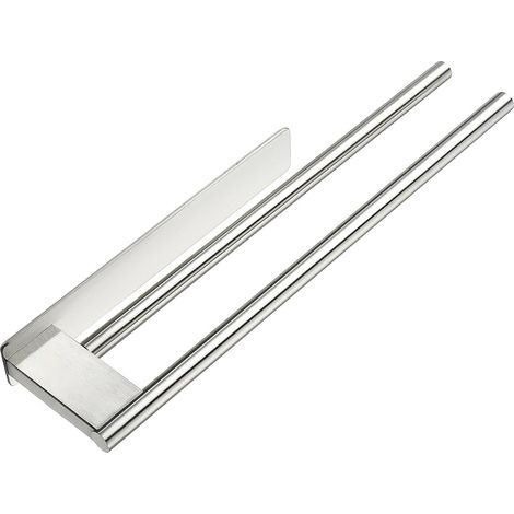1 Porte-serviettes double, fixation autocollante, 2 bras, pour salle de bain et cuisine (1/5)