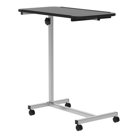 Height Adjustable Rolling Bedside Table,C Shaped Laptop Desk for Home Use,Portable Hospital Tray for Living Room and Bedroom in Black