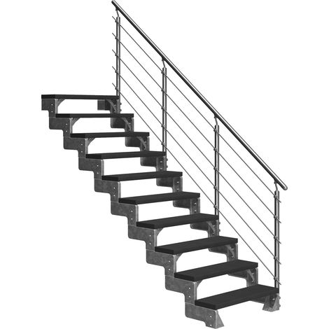 Dolle Außentreppe Gardentop 180-220cm Geschosshöhe mit Trimax anthrazit 100cm breit mit Prova-Geländer