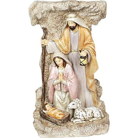Statuette Nativité à l'abri dans grotte 22 cm