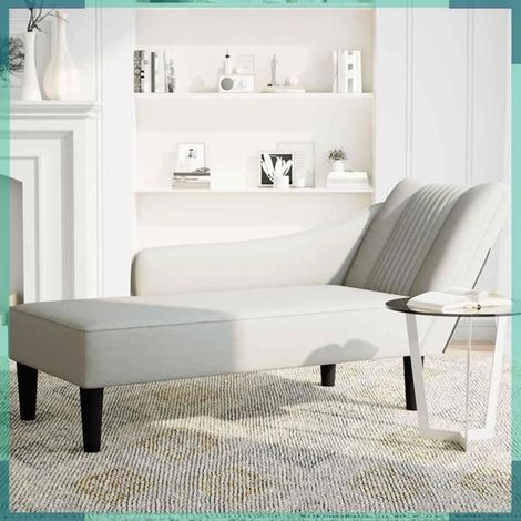 Fauteuil long avec accoudoir droit - Modèle 4009792 - Gris clair - Velours (100% polyester) - 140 x 56 x 66 cm (1/5)