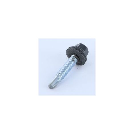 Vis autoperceuse Tête hexagonale TH 6.3X38 Rondelle d'étanchéite EPDM Acier zingué RAL7024 gris graphite-100 pièces (1/2)