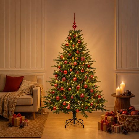vidaXL Artificial Christmas Tree with Bauble 120 cm 150 LEDs (1/5)