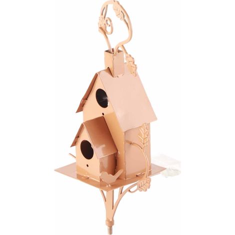Vogelhaus aus Metall mit Pfosten, Vogelhaus aus antikem Metall, Gartendekoration, Landhausstil, Kolibri-Vogelhauspfähle, Vogelhaus aus antikem Metall (1/5)