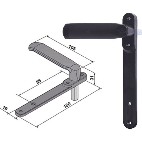 MANIGLIA CON PLACCA PER SERRAMENTI SERIE 086 PER CILINDRO A CROCE WELKA