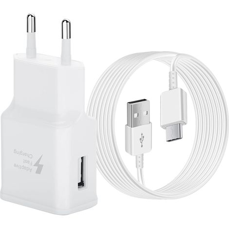 Chargeur Type C Charge Rapide pour Samsung Galaxy S21/S20/S20+/S10/S10+/S10e/S9/S9+/S8/S8 Plus/A12/A13/A15/A26/A25/A32/A51/Note 9/8, Chargeur Telephone Tablette Adaptateur avec 1.5m USB C Câble (1/5)