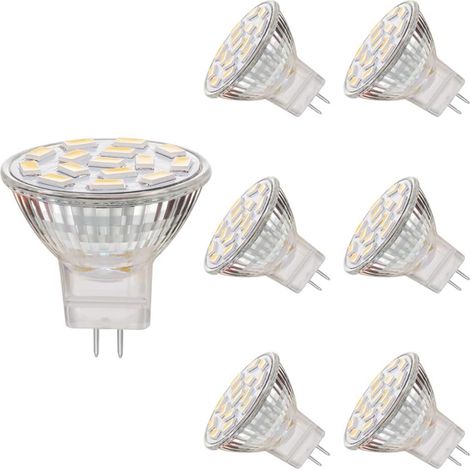 Lot de 6 ampoules LED MR11 GU4 3W, non dimmables, spot LED GU4, équivalent halogène 25-35W, 260 lm, blanc chaud 3000K, 12V AC/DC (1/5)