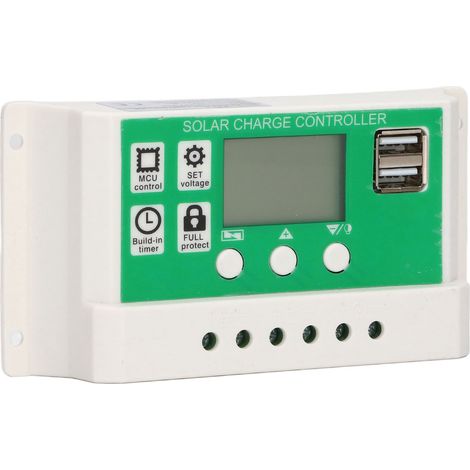 10A 12V/24V PWM-Solarladeregler, automatisches Ladegerät mit zwei USB-Anschlüssen und PV-Kabel, automatische Erkennung für den Heimgebrauch (1/5)