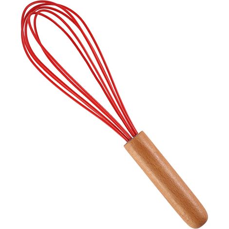 Fouet Manuel - Manche En Bois De Hêtre - Fil En Silicone - 25 Cm - Pour Mélanger Œufs Et Pâtes - 1 Pièce (1/5)