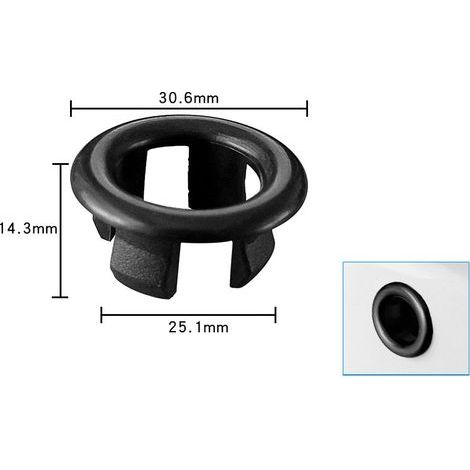 Set mit 2 Abflussdeckeln für 22-24 mm große Waschbecken, schwarzer Hohlring (1/3)