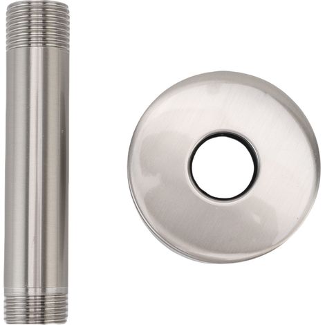 Braccio doccia a soffitto flangiato G1/2 da 3 pollici, tubo di prolunga per soffione doccia a pioggia a scomparsa per montaggio a soffitto in bagno, finitura spazzolata. (1/5)