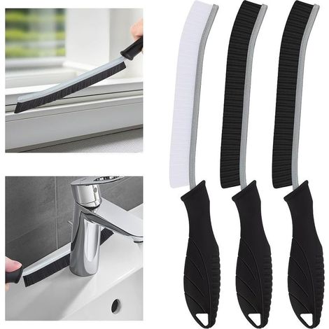 (3, Noir)Brosse de Nettoyage à Poils Durs, Brosse Joint Carrelage, Brosse Salle de Bain pour Les Toilettes, la Maison, la Baignoire, l'évier, la Fenêtre (1/5)