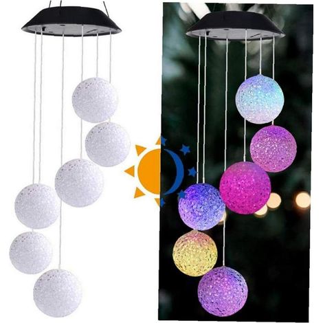 LED Carillons éoliens solaires en Plein air, Changement de Couleur Carillons éoliens Hibou de cristal pour décoration de Jardin Cadeaux Home Party Noël (1/5)