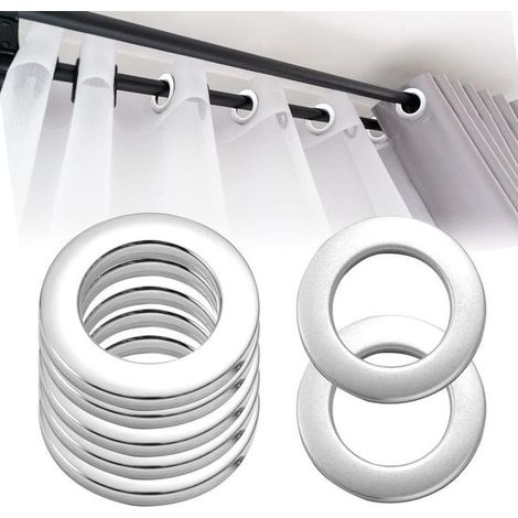 20 Pieces Oeillets Rideaux à Clipser Plastique Oeillet pour Rideaux Détachable Anneaux à Œillets de Rideau Intérieur 42mm Anneaux (Argenté) (1/5)