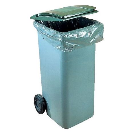 Conteneur à déchets 120 litres tri sélectif 2 roues - couvercle vert
