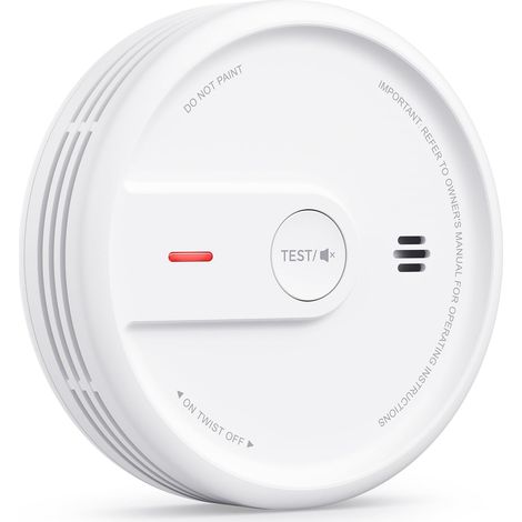 Détecteur de Fumée, Pile 10 Ans Intégrée avec Voyant LED et Bouton Silence, Alarme Incendie Compacte, Lot de 1 (1/5)