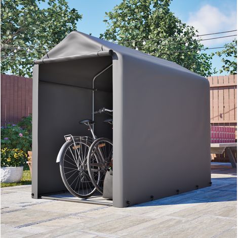 Garage per biciclette 187 x 100 x 160 cm in acciaio zincato, telo PE grigio scuro REDOM (1/5)