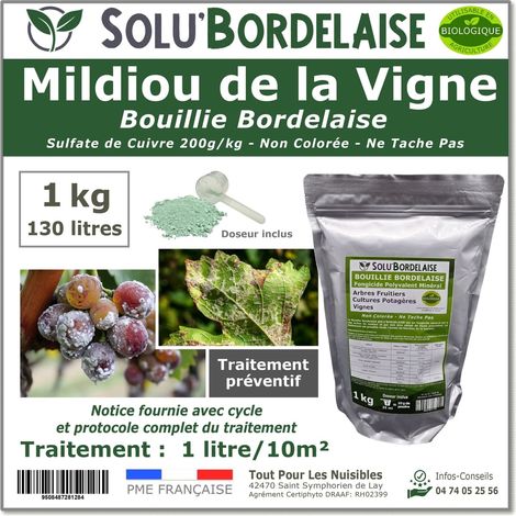 Bouillie Bordelaise Non Colorée spécial Mildiou de la vigne, SOLU'BORDELAISE - Sachet de 1kg (1/5)