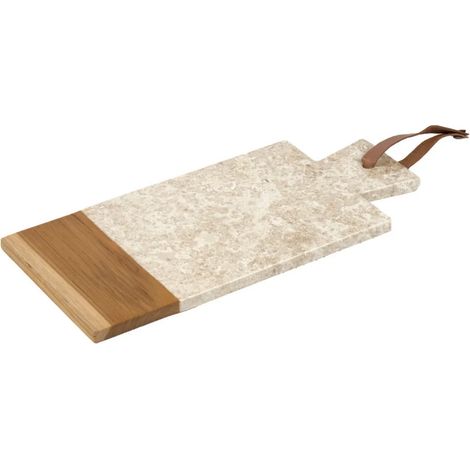 Planche à découper rectangle 35 cm marbre beige et bois de teck – FITZ (1/5)